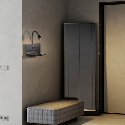 Modern LED Wall Lamp with Wireless Charging USB Port and 360 Rotating Bedside Reading Light