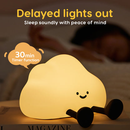 Cloud Glow Kids Night Light Silicone Night Light with RGB Colors, USB Rechargeable Timer Lamp