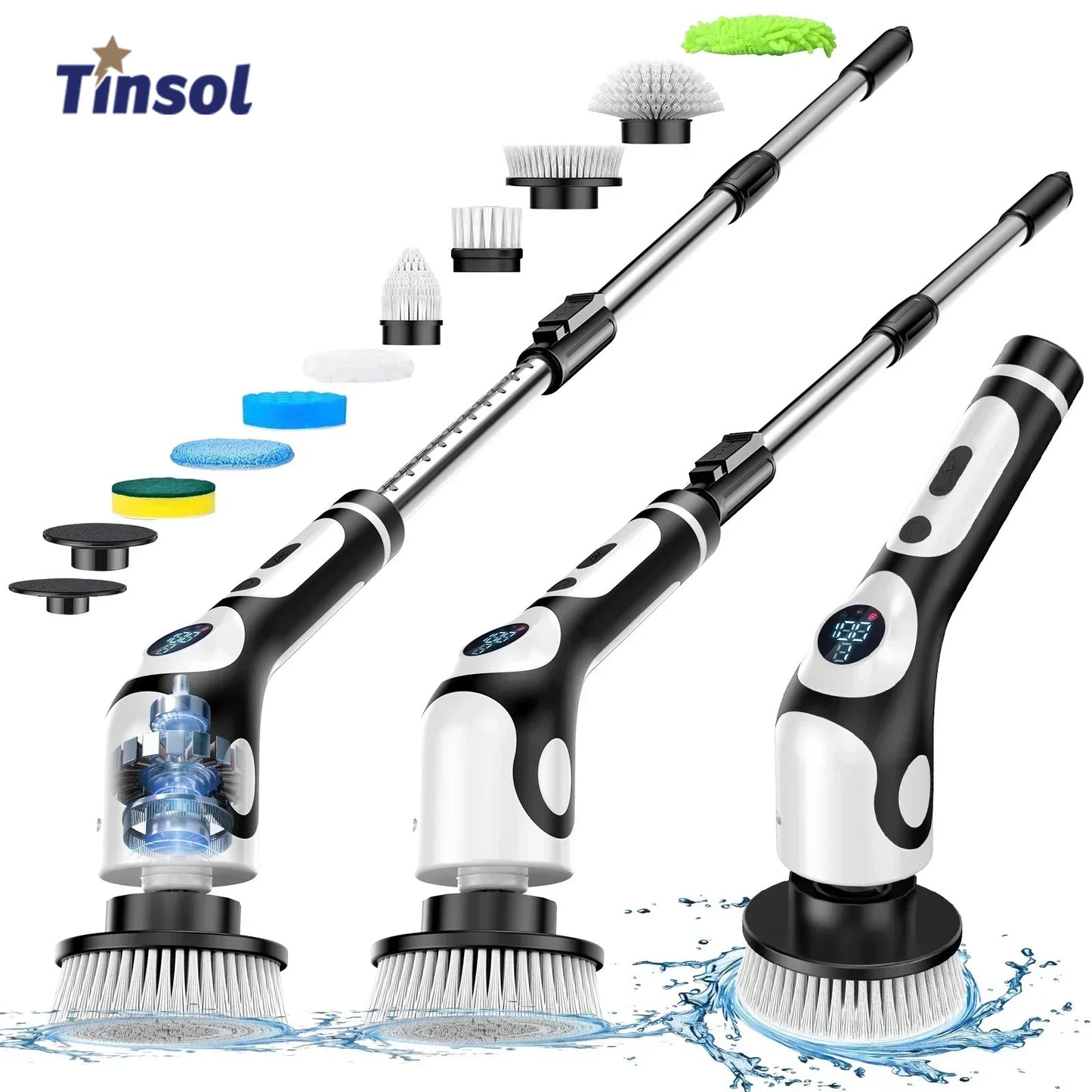 TINSOL Electric Cleaning Brush Rechargeable Spin Scrubber for Kitchen & Bathroom Cleaning