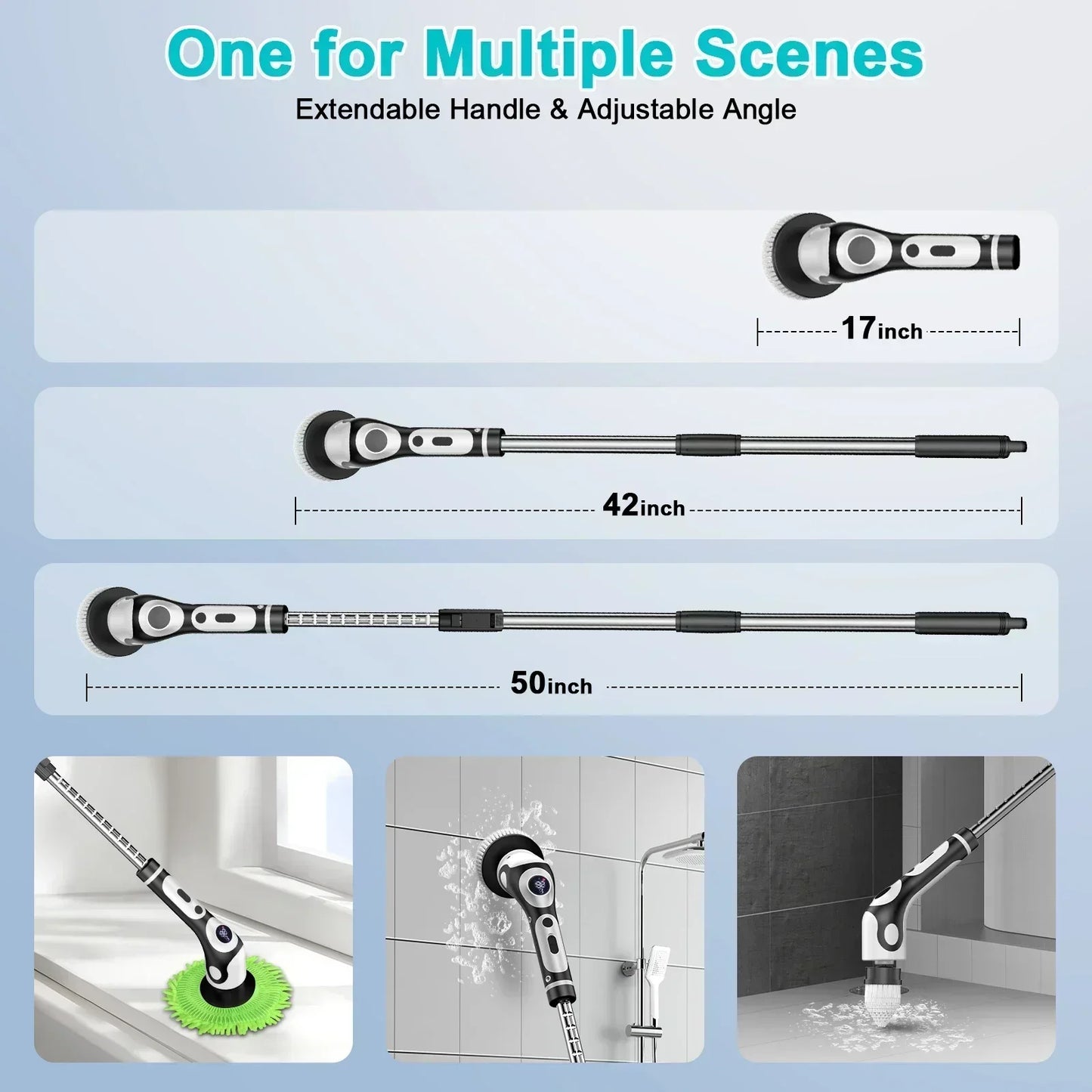 TINSOL Electric Cleaning Brush Rechargeable Spin Scrubber for Kitchen & Bathroom Cleaning