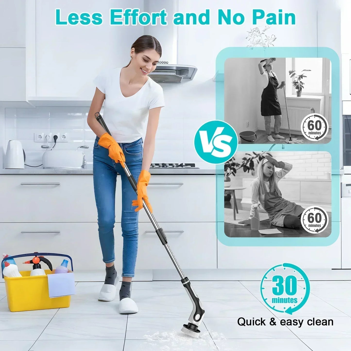 TINSOL Electric Cleaning Brush Rechargeable Spin Scrubber for Kitchen & Bathroom Cleaning