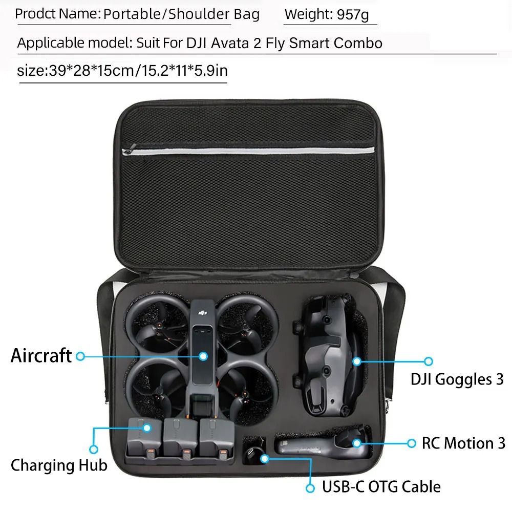 Shoulder Carrying Case Storage Bag for DJI Avata 2 Drone Accessories