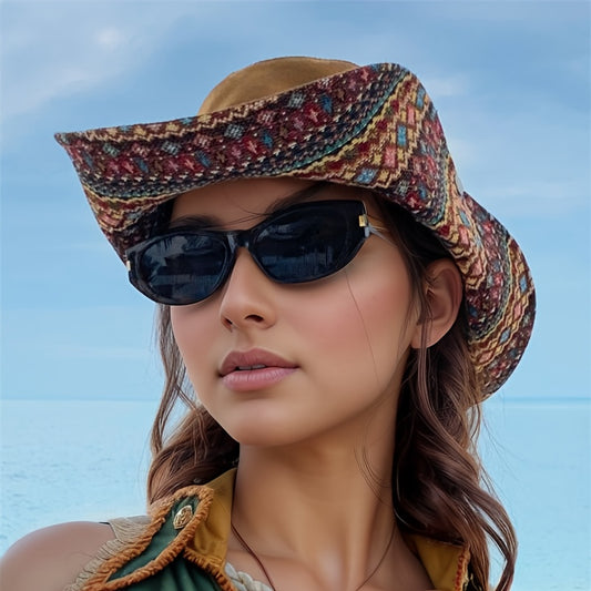 Reversible Bohemian Sun Hat for Women Windproof Fisherman Hat for Travel Hiking Beach Outdoor