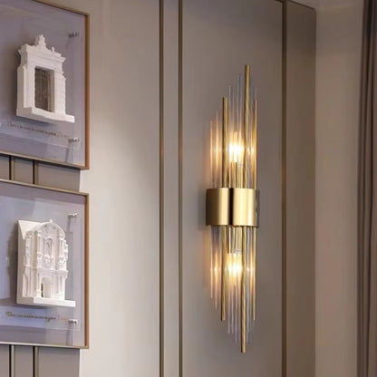 Luxury LED Wall Sconce Crystal Glass Gold Stainless Steel Wall Lamp for Bedroom Living Room