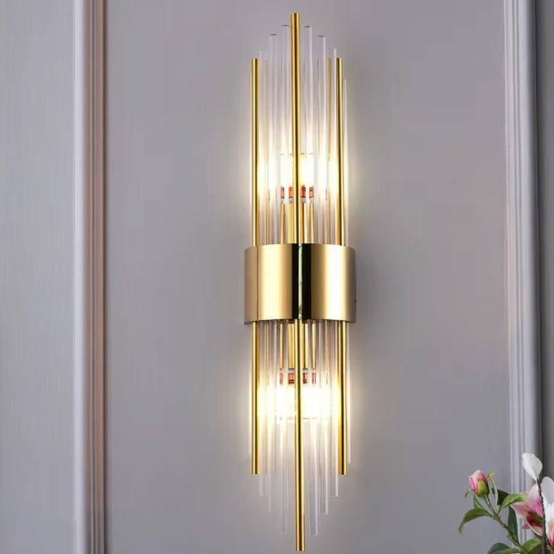Luxury LED Wall Sconce Crystal Glass Gold Stainless Steel Wall Lamp for Bedroom Living Room