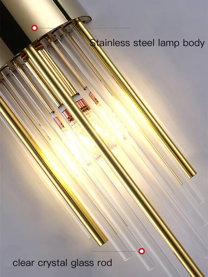 Luxury LED Wall Sconce Crystal Glass Gold Stainless Steel Wall Lamp for Bedroom Living Room