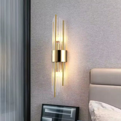 Luxury LED Wall Sconce Crystal Glass Gold Stainless Steel Wall Lamp for Bedroom Living Room