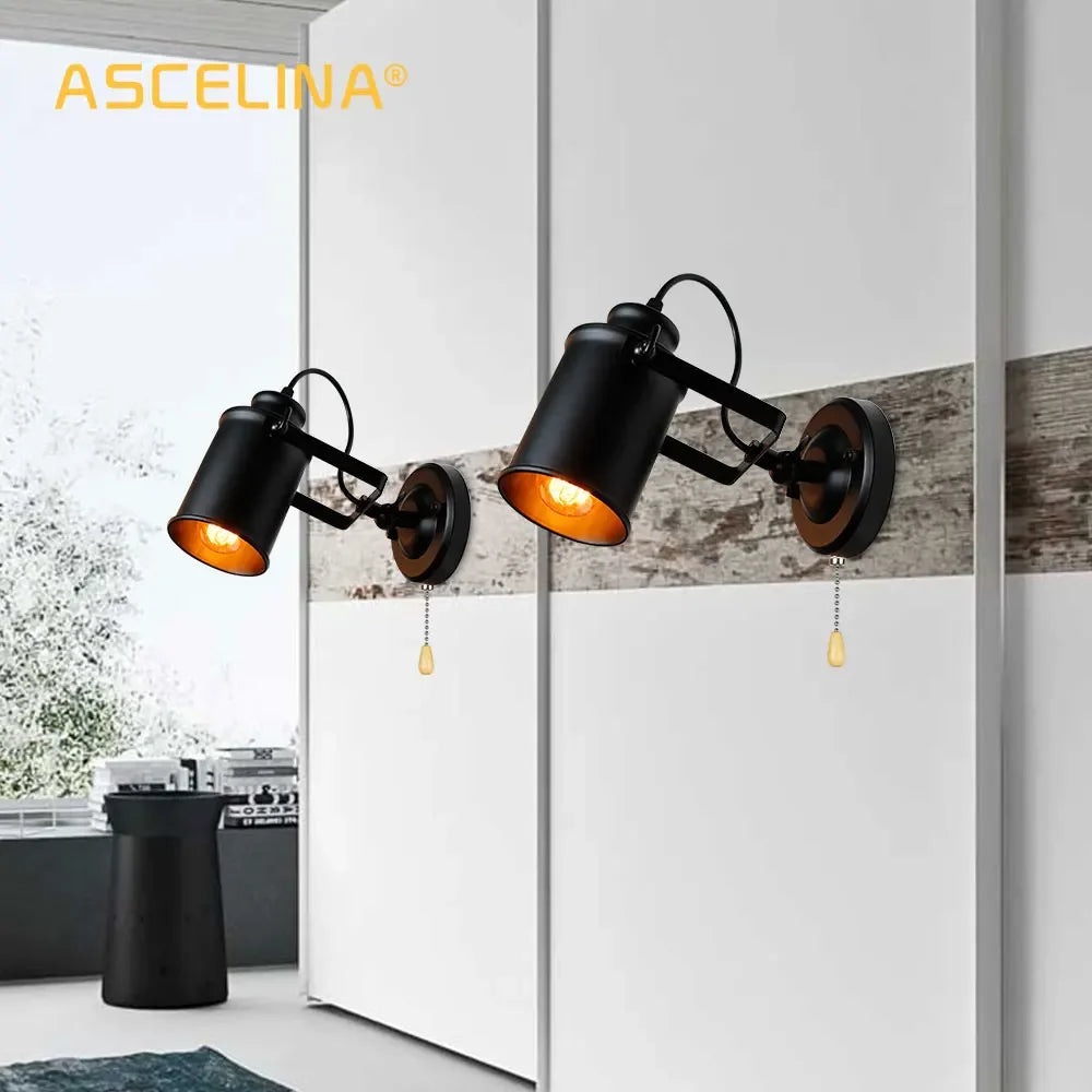 Industrial Wall Lamp Vintage Wall Sconce Rustic Iron Wall Light for Bedroom Hallway Balcony