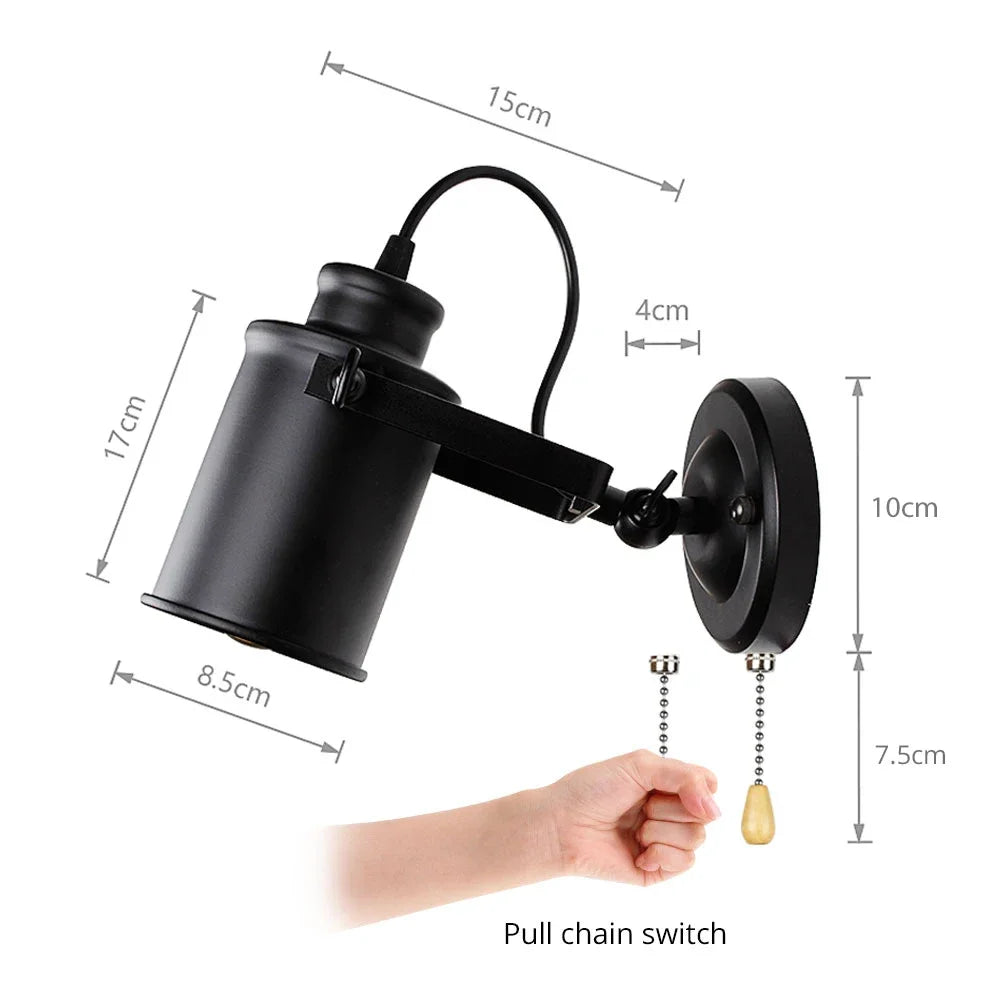 Industrial Wall Lamp Vintage Wall Sconce Rustic Iron Wall Light for Bedroom Hallway Balcony