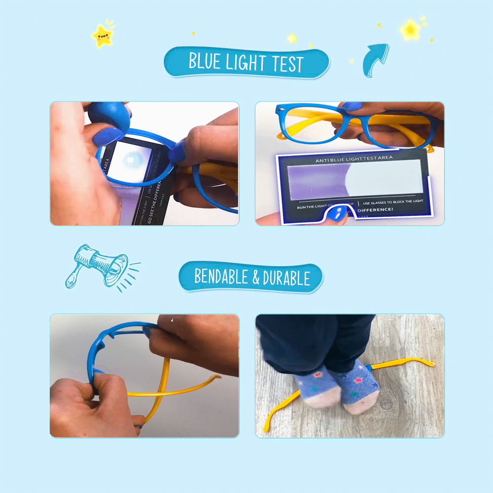 Silicone Flexible Square Blue Light Blocking Kids Glasses – Perfect Gift for Children
