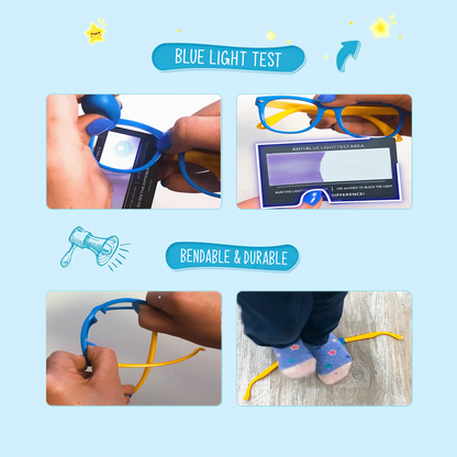 Silicone Flexible Square Blue Light Blocking Kids Glasses – Perfect Gift for Children
