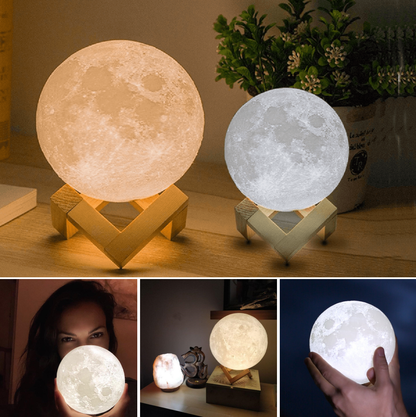 Beautiful 3D Lunar Moon Light Lamp | Moon Glow Decor