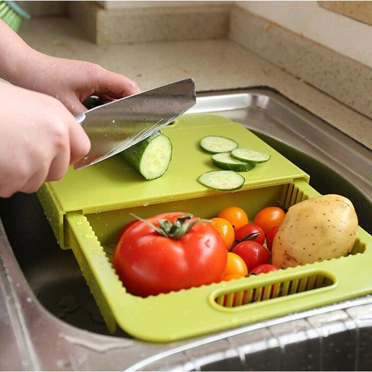 Cut & Drain Chopping Board - Drainboard Kitchen Prep with Strainer | Perfect Gift for Home Chefs